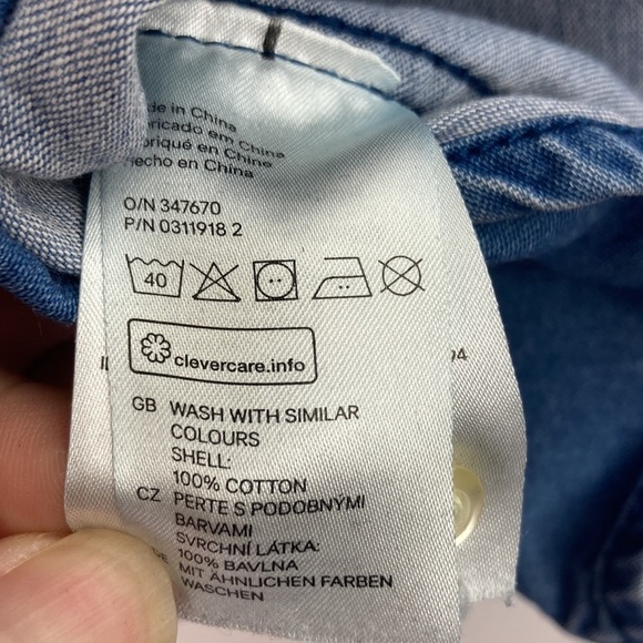 H&m Cotton Denim Button-Down Shirt XS - Picture 7 of 8